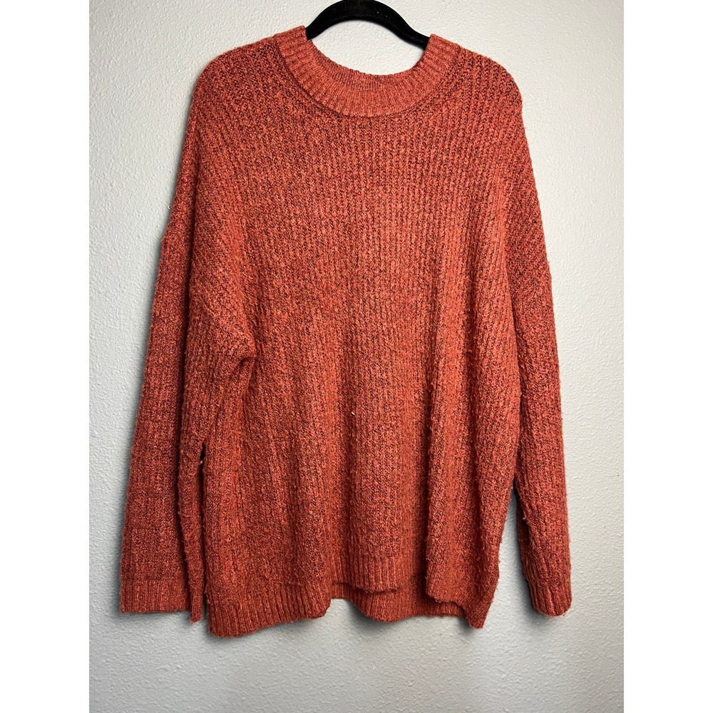 American Eagle Y2K Rust Orange Marl Textured Crewneck Sweater Medium Relaxed Fit
